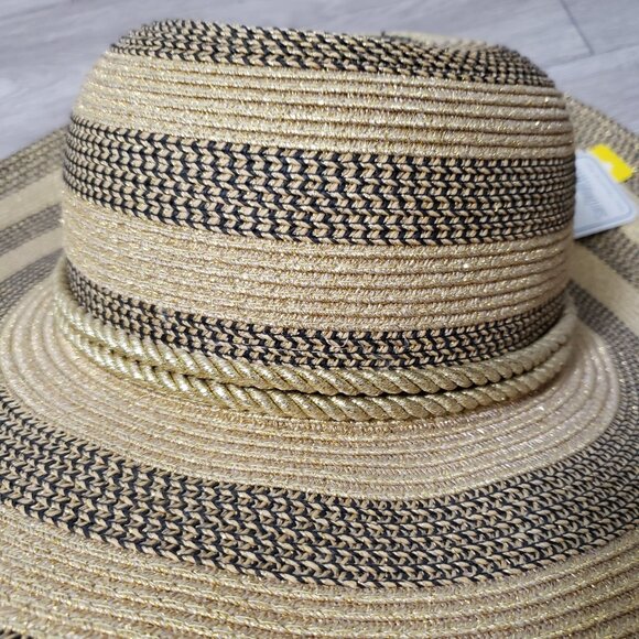 NWT San Diego Hat Co large wide brim gold metallic beach hat summer pool UPF 50+ - Picture 4 of 13